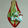 Inner Flower Lampwork Pendant, Leaf with Frog, Approx 50-60x30mm Hole:About 5mm, Sold by PC