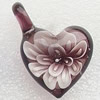 Murano Lampwork Pendant, with inner flower, Heart, 30x30x19mm, Hole:Approx 6mm, Sold by PC