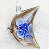 Murano Lampwork Pendant, with inner flower, goldsand, Animal, 41x36x11mm, Hole:Approx 5mm, Sold by PC