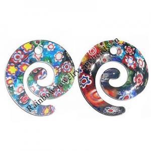 Millefiori Pendant, Helix, 46mm, Hole:Approx 5mm, Sold by PC