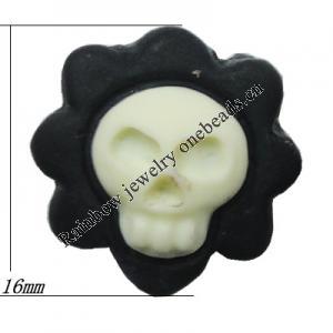Cameos Resin Beads, No-Hole Jewelry findings, 16mm, Sold by Bag