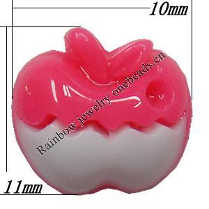 Resin Cabochons,No Hole Headwear & Costume Accessory, Apple, The other side is Flat 11x10mm,Sold by Bag