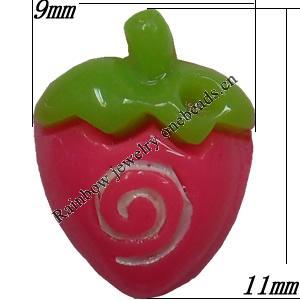 Resin Cabochons,No Hole Headwear & Costume Accessory, Fruit, The other side is Flat 9x11mm,Sold by Bag