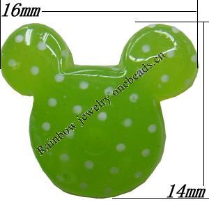 Resin Cabochons,No Hole Headwear & Costume Accessory, Animal Head, The other side is Flat 15mm,Sold by Bag