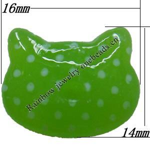 Resin Cabochons,No Hole Headwear & Costume Accessory, Animal Head, The other side is Flat 14x16mm,Sold by Bag