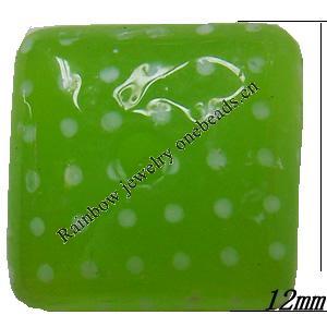 Resin Cabochons,No Hole Headwear & Costume Accessory, Square, The other side is Flat 12mm,Sold by Bag