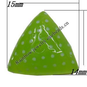 Resin Cabochons,No Hole Headwear & Costume Accessory, Triangle, The other side is Flat 14x15mm,Sold by Bag