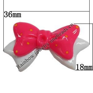 Resin Cabochons,No Hole Headwear & Costume Accessory, Bowknot, The other side is Flat 36x18mm,Sold by Bag