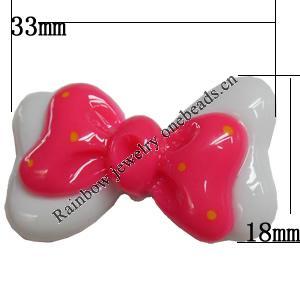 Resin Cabochons,No Hole Headwear & Costume Accessory, Bowknot, The other side is Flat 33x18mm,Sold by Bag