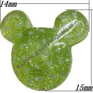 Resin Cabochons,No Hole Headwear & Costume Accessory,Animal Head, The other side is Flat 15x14mm,Sold by Bag