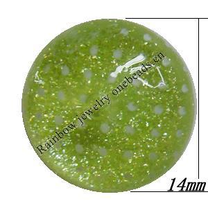 Resin Cabochons,No Hole Headwear & Costume Accessory, Round, The other side is Flat 14mm,Sold by Bag