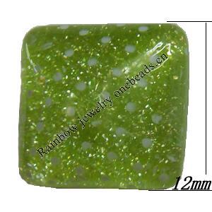 Resin Cabochons,No Hole Headwear & Costume Accessory, Square, The other side is Flat 12mm,Sold by Bag