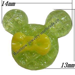 Resin Cabochons,No Hole Headwear & Costume Accessory, Animal Head, The other side is Flat 14x13mm,Sold by Bag