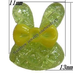 Resin Cabochons,No Hole Headwear & Costume Accessory, Animal Head, The other side is Flat 13x11mm,Sold by Bag