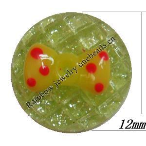 Resin Cabochons,No Hole Headwear & Costume Accessory, Round, The other side is Flat 12mm,Sold by Bag