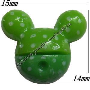 Resin Cabochons,No Hole Headwear & Costume Accessory,Animal Head, The other side is Flat 15x14mm,Sold by Bag