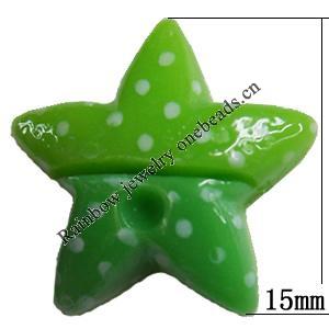 Resin Cabochons,No Hole Headwear & Costume Accessory, Star, The other side is Flat 15mm,Sold by Bag