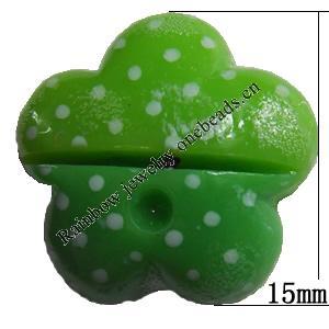 Resin Cabochons,No Hole Headwear & Costume Accessory, Flower, The other side is Flat 15mm,Sold by Bag
