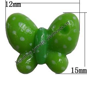 Resin Cabochons,No Hole Headwear & Costume Accessory, Butterfly, The other side is Flat 15x12mm,Sold by Bag