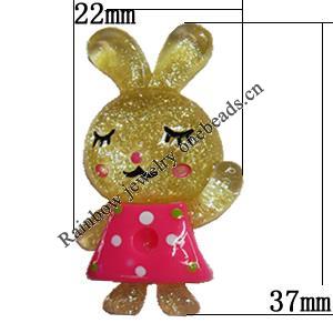 Resin Cabochons,No Hole Headwear & Costume Accessory, Animal, The other side is Flat 37x22mm,Sold by Bag