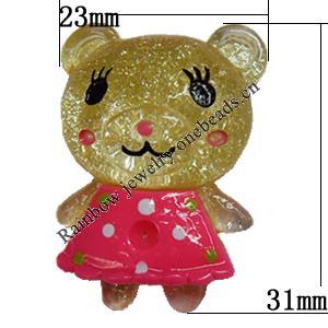 Resin Cabochons,No Hole Headwear & Costume Accessory, Animal, The other side is Flat 31x23mm,Sold by Bag