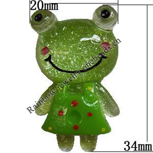 Resin Cabochons,No Hole Headwear & Costume Accessory, Animal, The other side is Flat 34x20mm,Sold by Bag