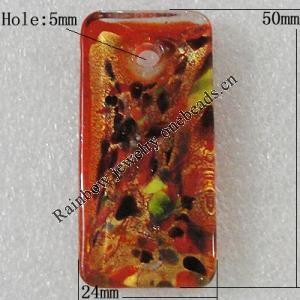 Gold Sand lampwork Pendant, Rectangle 50x24mm Hole:About 5mm, Sold by Box	