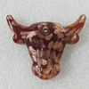 Gold Sand lampwork Pendant, Animal Head 51x43mm Hole:About 3.5mm, Sold by PC