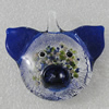 Silver Foil lampwork Pendant Mix Color, Animal Head 43x46mm Hole:About 4.5mm, Sold by Box