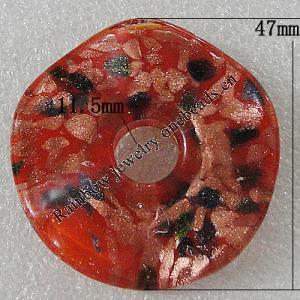Gold Sand lampwork Pendant Mix Color, Twist Flat Round 47mm Hole:11.5mm, Sold by Box