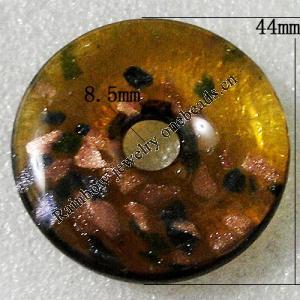 Gold Sand lampwork Pendant Mix Color, Flat Round 44mm Hole:8.5mm, Sold by Box