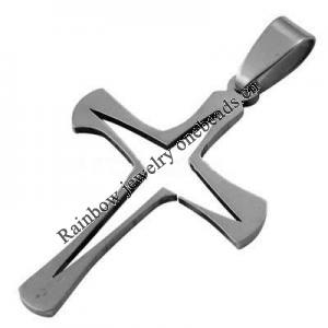  Stainless Steel Pendant, Silver Color, Cross, 39x22mm, Sold by Bag  