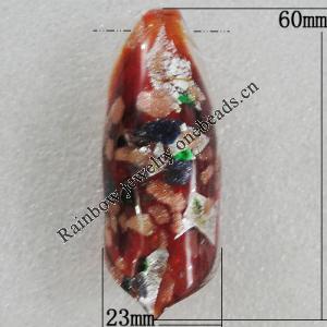 Gold Sand lampwork Pendant Mix Color, 60x23mm Hole:8mm, Sold by Box