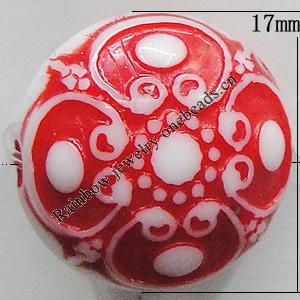 Washed Acrylic Beads, Flat Round 17mm Hole:2mm