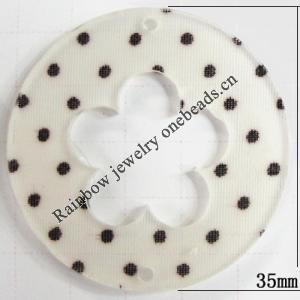 Acrylic Connectors, Flat Round, 35mm, Hole:1mm, Sold by Bag