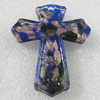Gold Sand lampwork Pendant, Cross 59x47mm Hole:3mm, Sold by PC