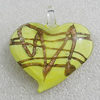 Gold Sand lampwork Pendant, Heart 48x46mm Hole:7mm, Sold by PC