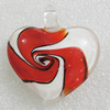 lampwork Pendant, Heart 48x45mm Hole:7mm, Sold by PC