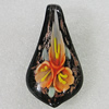 Inner Flower lampwork Pendant Mix Color, Leaf 59x31mm Hole:9mm, Sold by Box