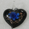 Inner Flower lampwork Pendant Mix Color, Heart 43x39mm Hole:6mm, Sold by Box