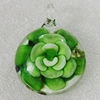 Inner Flower lampwork Pendant Mix Color, 47x35mm Hole:7mm, Sold by Box