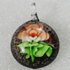 Inner Flower lampwork Pendant Mix Color, 41x31mm Hole:2mm, Sold by Box