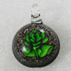 Inner Flower lampwork Pendant Mix Color, 41x31mm Hole:6mm, Sold by Box