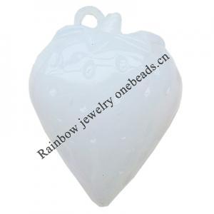 Imitate Jade Acrylic Pendant, Strawberry, 32x41mm, Hole: Approx 2mm，Sold by Bag 