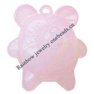 Imitate Jade Acrylic Pendant, Bear, 38x42mm, Hole: Approx 3mm，Sold by Bag 
