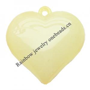 Imitate Jade Acrylic Pendant, Heart, 35x38mm, Hole: Approx 2mm，Sold by Bag 