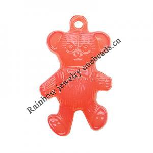 Imitate Jade Acrylic Pendant, Bear, 23x39mm, Hole: Approx 3mm，Sold by Bag 