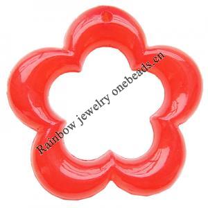 Imitate Jade Acrylic Pendant, Flower, 49mm, Hole: Approx 3mm，Sold by Bag 