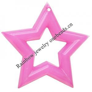 Imitate Jade Acrylic Pendant, Star, 57mm, Hole: Approx 3mm，Sold by Bag 