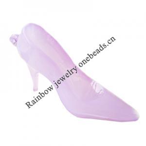 Imitate Jade Acrylic Pendant, High-heel shoes, 70x22mm, Hole: Approx 3mm，Sold by Bag 